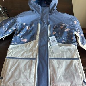 Roxy Chloe Kim Blue and Cream Floral Parka
